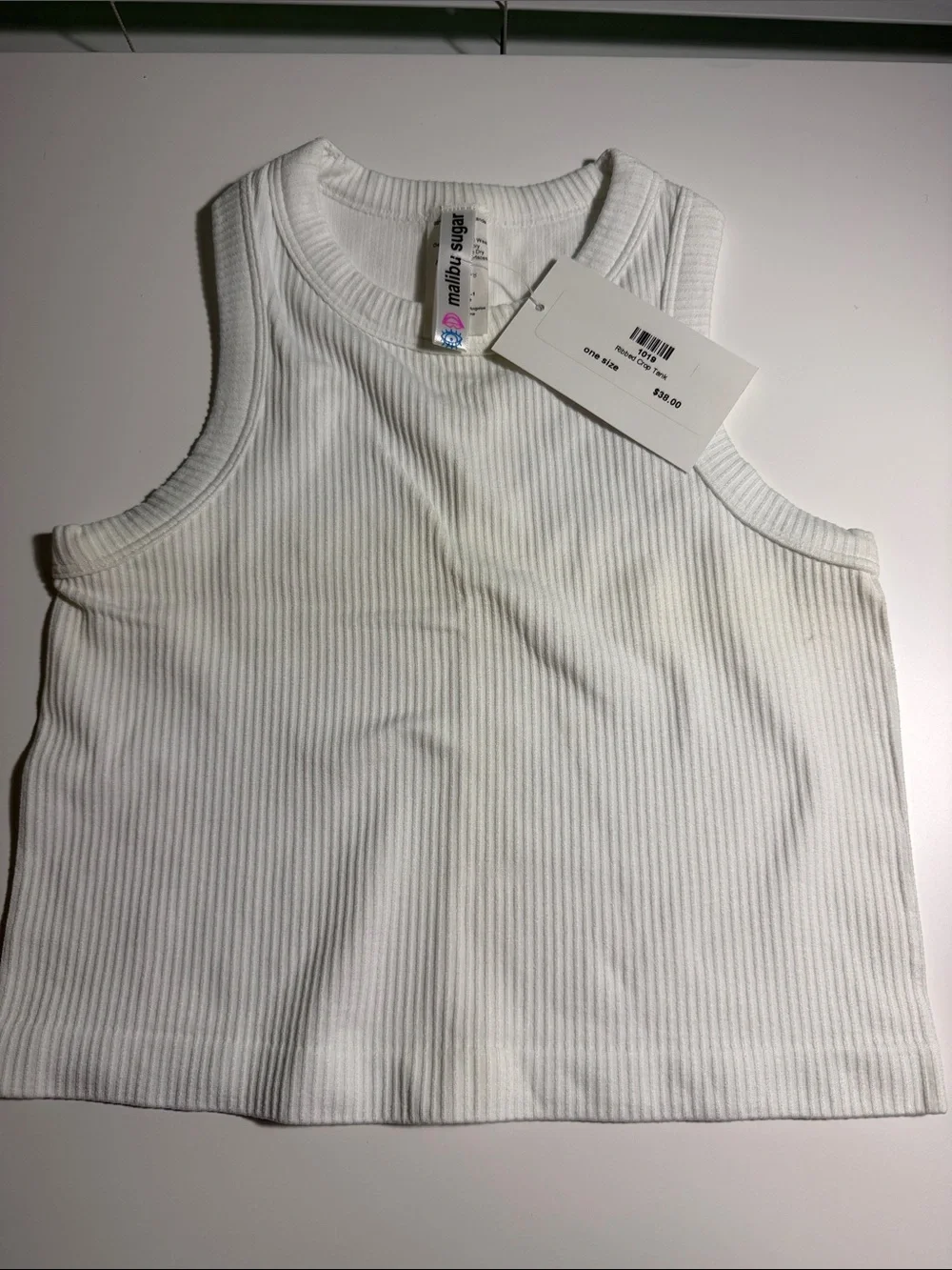 Kids White Ribbed Tank Top - Picture 1 of 2